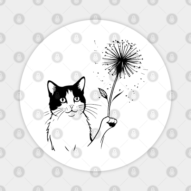 Cat Dandelion Flower adorable Magnet by greatnessprint